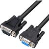 DTech Cavo seriale DB9 RS232 da maschio a femmina, cavo di prolunga a 9 pin per modem null e comunicazione dati PC, lunghezza 2 m, colore: nero