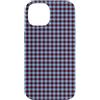 Preposh Custodia per iPhone 14 Borgogna Azzurro Mini Gingham Carino Piccolo Check Moda