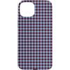 Preposh Custodia per iPhone 15 Plus Borgogna Azzurro Mini Gingham Carino Piccolo Check Moda