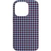 Preposh Custodia per iPhone 14 Pro Borgogna Azzurro Mini Gingham Carino Piccolo Check Moda