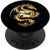 Dragon Symbol / Chinese Mythology / Qigo Simbolo del drago/calligrafia mitica cinese Tai Chi Design PopSockets PopGrip Adesivo