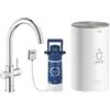 GROHE Red Duo Starter Kit con Rubinetto Acqua Bollente Istantanea, Bocca C, Boiler Taglia M 3 L, ChildLock, CoolTouch, Cromo, 30083001