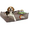 CopcoPet Cesta per cani Paco in ecopelle grigia, 90 x 70 cm, divano indeformabile con morbida schiuma, fodera rimovibile e lavabile, cuscino di facile manutenzione, per cani di taglia media