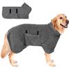 GUHAOOL Accappatoio per Cani in Microfibra, Asciugamano Ad Asciugatura Rapida Con Ve-lcro, Super Assorbente, per Taglia Grande e Media (L, Grigio)