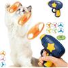 Generic Lanciatore a forma di libellula, in bambù, 9 pezzi, per gatti e gatti, lanciatore di dischi volanti, giocattolo interattivo a LED, per recuperare i gatti, colore: blu scuro