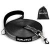 SuplutuX Guinzaglio per Cane con Strisce Riflettenti, Lunghina per Cane 5 Metri con Borsa Portatile, Materiali di Alta Qualità, Ideale per Richiamo e Addestramento all'Obbedienza (Nero, 5m)