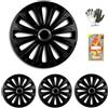 MOTO SPORT MONDO SET COPRICERCHI DA 14 POLLICI PER AUTO COPRICERCHIO COPPE RUOTE PLATTO PNEUMATICO 155/65 R14 CC169 COPRIRUOTA COPRI CERCHI NERI TOTAL BLACK 1 SCATOLA DA 4 PEZZI MATERIALE ABS VERNICIATURA AD ACQUA