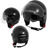 A-Pro Casco Jet Scooter Moto Omologato ECE 22-06 Doppia Visiera Parasole Nero 2XL