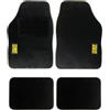 OMP Speed - Set di tappetini per auto, tappetini universali antiscivolo, logo giallo, moquette in velluto lavabile, con davanzale, 4 pezzi, colore nero