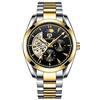 Haonb Orologi Da Polso,Orologio Da Uomo Automatico Automatico A 6 Pin Impermeabile Con Fasi Lunari Tourbillon, Quadrante Dorato E Nero