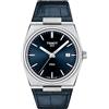 Tissot Orologio da uomo PRX 316L con cassa in acciaio inossidabile al quarzo, blu, pelle, 12 (T1374101604100)