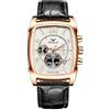 FORSINING Orologio da uomo analogico al quarzo sportivo cronografo orologi in pelle quadrante rettangolare moda uomo d'affari orologio da polso impermeabile, bianco