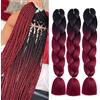 Shangxiu capelli per treccine africane 3 Pezzi extension capelli treccine 2 Tone Jumbo Braids kanekalon hair capelli per treccine Extensions 100g/pc bordeaux nero