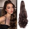 FDEETY Extension Capelli Ondulati Lunghi 60cm Posticcio Naturale Clip Parrucca Sintetica Ricci Castani Volume Aggiuntivo Donna