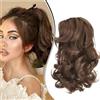 Dcbaboo Coda Capelli Extension con Pinza Posticci per Capelli Ricci 30cm Extension Coda Finta Corta Coda di Cavallo Capelli Mossi Ponytail Sintetici Naturali Ondulati, Marrone scuro & Auburn scuro