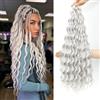 MLETULIPS Extensioni per capelli con trecce all'uncinetto ricci, onde profonde, capelli ondulati oceanici, morbidi capelli sintetici bohémien, onde d'acqua ricci, trecce all'uncinetto per donne (56C