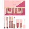 HOPHAT Set di 6 rossetti combinati: rossetto liquido opaco, matita labbra e kit volumizzante labbra, set regalo di trucco con rossetto idratante a lunga tenuta per labbra più carnose (# 02)