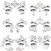 OWill 6 pezzi brillantini viso,Gemme strass adesivi,brillantini adesivi,adesivi viso halloween,Festival accessori adesivi viso gemme per festival viso gioielli,trucco dia de los muertos(argento)