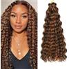 MLETULIPS Extensioni per capelli intrecciati a crochet ricci, onda profonda, capelli intrecciati a crochet con onde oceaniche, morbidi capelli sintetici in stile bohémien con onde d'acqua per donne