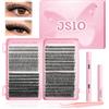 Jsio Kit di ciglia singole, 640 ciuffetti di ciglia con bond+sigillatura+rimozione, ciglia naturali soffici, ciuffetti volumizzanti, kit di extension per ciglia arricciate a D, per fai da te a casa, 9-16