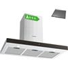 COMFEE' Cappa aspirante da 90 cm, 90 M77, classe A+++, in acciaio inox, con LED e sistema di ricircolo e canalizzazione, da parete, 900 mm, aspiratore da cucina con filtri a carbone