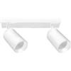 Glowster Applique LED tubolare direzionabile bianco 2xGU10 con sofisticati anelli dorati intercambiabili. Ideale per illuminare e abbellire qualsiasi ambiente, fondendo eleganza e funzionalità.