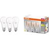 Osram Base Clas a Lampada LED E27, 13 W, Luce Calda, 3 Unità (Confezione da 1) & LED BASE Classic A75, lampade LED a filamento chiaro in vetro per base E27, forma di lampadina, bianco caldo
