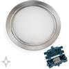 Emuca - Luce LED per mobile, faretto led da incasso, nessun convertitore necessario, diametro 84 mm, acciaio e plastica, nichel satinato.