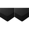 Amazon Basics Lenzuolo con angoli Singolo, 90 x 200 x 30 cm, in 100% Microfibra con altezza da 30cm, Nero (Confezione da 2)