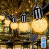 Aourow LED Catena Luminosa Solare Esterno,15,5m 25 Lampadine Lampada Deco IP44 con 4 Livelli di Luminosità e Impostazione del Tempo in 4 Fasi,Illuminazione Esterna per Giardino,Festa,Bianco Caldo