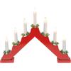 Idena 31604 - Portacandele LED dell'Avvento in legno laccato rosso con 7 candele LED bianco caldo, arco di candele con lampadina di ricambio e interruttore, decorazione natalizia per interni