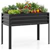 FANTASK Aiuola rialzata in metallo, 112 x 55 x 81 cm, fioriera rialzata con fori di drenaggio, fioriera fino a 80 kg, per verdure, frutta, fiori, erbe, balcone, giardino (nero)