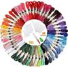 LauCentral elloLife, filo da ricamo, colori casuali, in cotone, per braccialetti dell'amicizia, con 12 bobine, organizer per principianti e adulti, per progetti a maglia e punto croce (50 matasse)