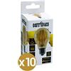 NITYAM Confezione da 10 Lampadina LED Filament Standard 8W 700 Lumen Attacco E27 - Modello A60 Colore Ambra - Colore Illuminazione Bianco Caldo 3000K - Angolo d'illuminazione 360°
