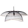 LUSSIOL Lampada Flore, sospensione metallo/rattan, 60 W, nero, ø 60 x H3 1 cm