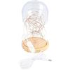 goobay 60340 Campana in vetro con micro catena luminosa LED/lampada decorativa/luce calda e rilassante/illuminazione festiva per la decorazione di interni/legno vero/con interruttore