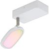 Eglo connect Lampada da parete LED Palombare-C, 1 fiamma, lampada da soffitto Smart Home in metallo, alluminio e plastica bianca, spot RGB con luce regolabile (calda, neutra, fredda), dimmerabile