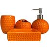 JHLAYKG Set di accessori da bagno arancione, 4 pezzi in ceramica per la decorazione del bagno, include set dispenser sapone da bagno, portaspazzolino, bicchiere, portasapone