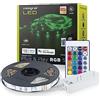 Integral striscia LED 5m RGB interna, WiFi, app intelligente. Plug & Play, colore regolabile, sincronizzazione musicale. Include adattatore UE, controllo IR. Compatibile con Alexa e Google. Adesivo.