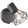 Fischer & Honsel Faretto da parete RAN, 1 lampadina E14 max. 40 Watt, grigio opaco/cromato, con interruttore, 13,5 x 8 x 16 cm, faretto grigio a 1 luce, 32470
