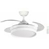 Bastilipo - Bianco Ventilatore da soffitto a 4 pale retrattili 40 cm, motore DC 30 W, telecomando, luce LED 3 colori 28 W, FALESIA COMPACT
