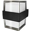 Brightium Applique LED LUXE QUADRA di colore nero, con una potente illuminazione da 10 W e classificazione IP54. Ideale per esterni, impermeabile e antipolvere, combina funzionalità ed eleganza.