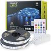 Integral Striscia LED RGB da 10 m, con adattatore per spina europea e controller a infrarossi, cambia colore, dimmerabile, con app Bluetooth e telecomando IR - colore, luminosità e sincronizzazione