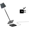 Zafferano Poldina Pro Micro, Lampada da tavolo LED senza fili Ricaricabile, Temperatura colore 2200-2700-3000K, IP65 Uso Interno/Esterno Batteria Lunga Durata, Alluminio H 27.5 cm - Grigio scuro