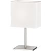 Fischer & Honsel Lampada da tavolo Bolzano | colore nichel opaco | paralume in tessuto bianco Chintz | L: 17 cm, larghezza 10 cm, altezza 30 cm | con interruttore a filo | 1 x E14 max. 25 W senza