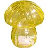 DRW Lampada da tavolo a forma di fungo in vetro senape 13x13x16 cm