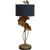 Chehoma - Lampada da tavolo - Lampada decorativa vintage con foglia di ginko - Lampada decorativa a forma di ginkgo in resina, con paralume in tessuto - Altezza 80 cm, nero/oro