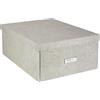 BIGSO BOX OF SWEDEN Katrin, grande contenitore con coperchio, robusto organizer in fibra e carta effetto lino, pratica scatola pieghevole con cornice per etichette, colore beige