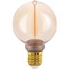 Eglo Lampadina LED E27 a intensità variabile, dimmerabile tramite interruttore, forma vintage a sfera, color ambra, 2 watt, 100 lumen, luce bianca calda, 1800 K, lampadina Edison G80, Ø 8 cm