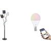 Eglo Lampada da terra dimmerabile Maronda incl. 3 lampadine E14 Smart Home connect.z LED, acciaio e tessuto in nero, antracite, bianco e marrone, RGB, bianco caldo-bianco freddo